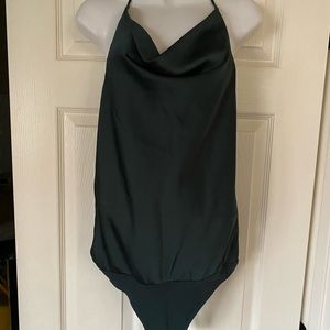 Abercrombie & Fitch hunter green silk bodysuit M